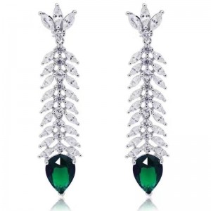 925 sterlinghopeaa synteettinen smaragdi jalokivi kuutiometriä zirkoniaoksaiset naisten korvakorut